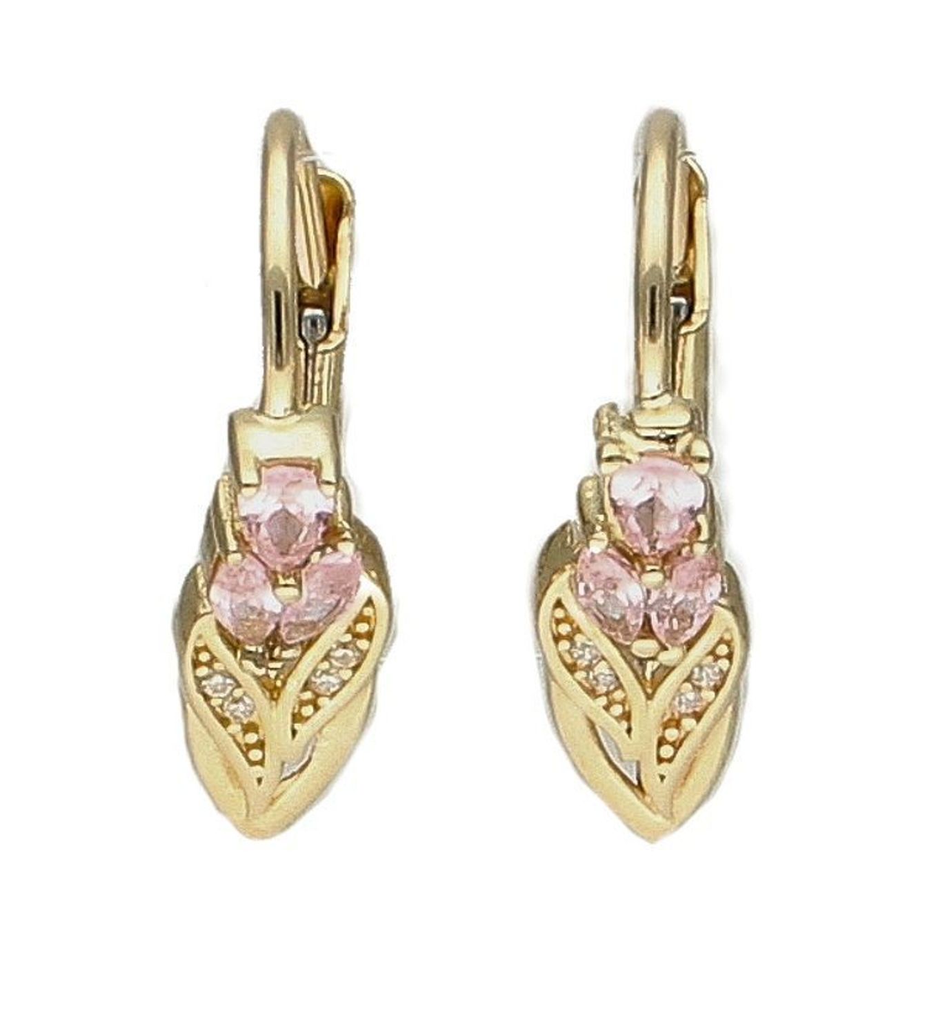 Złote kolczyki dla dziewczynki 585 'Różowy kwiat' KL 11342B.jpg